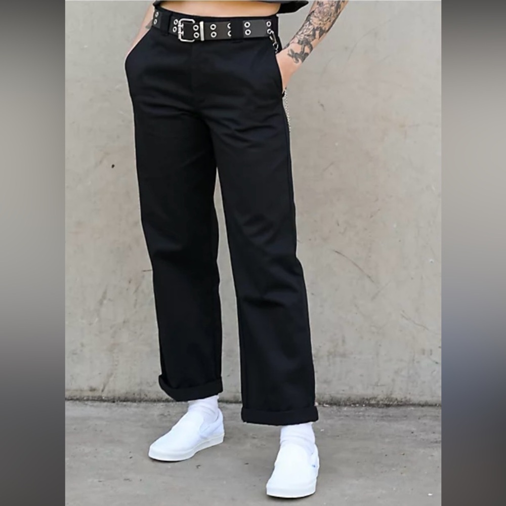 Dickies Black Worker Crop Roll Hem New